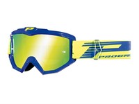 Masque cross lunette ProGrip 3201 FL Atzaki, mirroir bleu/jaune