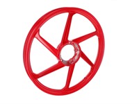 Jante 17 pouces alu 6 hélices couleur : rouge, universelle vélomoteur et Puch/Peugeot
