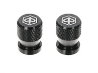 Paire de bouchons de valve Piaggio, noir (type Schrader) Paire de bouchons de valve Piaggio, noir (type Schrader)