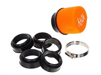 Filtre à air mousse AKOA orange petite version, connexion 28 à 54mm (avec 6 adaptateurs)
