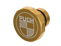 Bouchon de réservoir dodécagone Puch Maxi, Alu or, avec Logo Puch Bouchon de réservoir dodécagone Puch Maxi, Alu or, avec Logo Puch