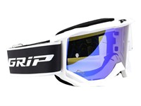 Masque cross lunette ProGrip 3201 FL Atzaki blanc - ecran miroir bleu Masque cross lunette ProGrip 3201 FL Atzaki blanc - ecran miroir bleu