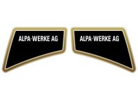 Autocollant "Alpa Werke AG" or / noir «115 x 84mm» Autocollant "Alpa Werke AG" or / noir «115 x 84mm»