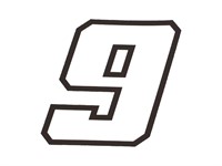 Numéro de course 10cm blanc, N° 9