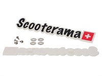 Emblème SCOOTERAMA blanc « 184 mm × 44 mm » vélomoteur Piaggio (2 Pcs) Emblème SCOOTERAMA blanc « 184 mm × 44 mm » vélomoteur Piaggio (2 Pcs)