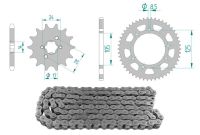 Kit chaîne acier 15 x 53 / 420 sans O-Ring (K3423), Aprilia SX euro3 / Derbi Senda SM euro3 Kit chaîne acier 15 x 53 / 420 sans O-Ring (K3423), Aprilia SX euro3 / Derbi Senda SM euro3