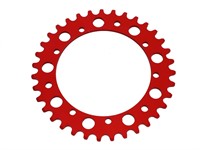 Couronne AKOA alu rouge anodisé 35 dents, vélomoteurs Puch Maxi