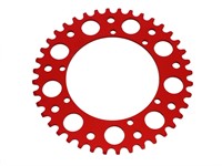 Couronne AKOA alu rouge anodisé 40 dents, vélomoteurs Puch Maxi