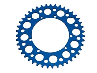 Couronne AKOA alu bleu anodisé 43 dents, vélomoteurs Puch Maxi