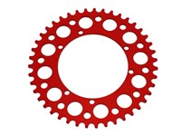 Couronne AKOA alu rouge anodisé 43 dents, vélomoteurs Puch Maxi