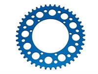 Couronne AKOA alu bleu anodisé 44 dents, vélomoteurs Puch Maxi