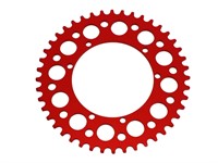 Couronne AKOA alu rouge anodisé 44 dents, vélomoteurs Puch Maxi