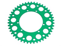 Couronne AKOA alu vert anodisé 46 dents, vélomoteurs Puch Maxi