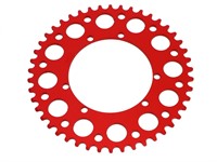 Couronne AKOA alu rouge anodisé 46 dents, vélomoteurs Puch Maxi