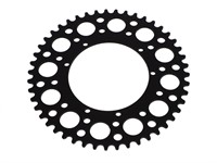 Couronne AKOA alu noir anodisé 47 dents, vélomoteurs Puch Maxi