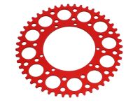 Couronne AKOA alu "rouge anodisé" 48 dents, vélomoteurs Puch Maxi