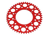 Couronne AKOA alu rouge anodisé 49 dents, vélomoteurs Puch Maxi