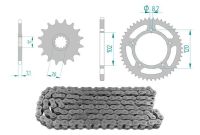 Kettenkit 12 x 47 / 420 ohne O-Ring (K1359) Stahl Kettenkit 12 x 47 / 420 ohne O-Ring (K1359) Stahl
