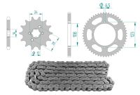 Kit chaîne acier 14 x 53 / 420 sans O-Ring (K2918), Derbi GPR / Aprilia RS/RS4 Kit chaîne acier 14 x 53 / 420 sans O-Ring (K2918), Derbi GPR / Aprilia RS/RS4