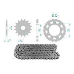 Kit chaîne Peugeot XPS, XP13 x 48 / 420 sans O-Ring (K2008) acier