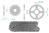 Kit chaîne 14 x 60 / 420 sans O-Ring (K3438) acier Kit chaîne 14 x 60 / 420 sans O-Ring (K3438) acier