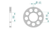 Couronne 48 dents 428,  Husqvarna CH Racing 50cc