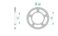 Couronne acier 51 dents 420, Aprilia RX 50  / SX 50 1995-2005 (moteur Minarelli AM6)