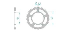Couronne acier 51 dents 420, Aprilia RX 50 / SX 50 1995-2005 (moteur Minarelli AM6) Couronne acier 51 dents 420, Aprilia RX 50 / SX 50 1995-2005 (moteur Minarelli AM6)
