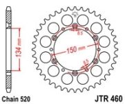 Couronne Kawasaki alu, KX 125cc 2-t 04-08, 520/50D Couronne Kawasaki alu, KX 125cc 2-t 04-08, 520/50D