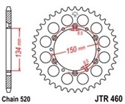 Couronne Kawasaki alu, KX 125cc 2-t 04-08, 520/51D