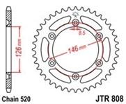 Couronne Suzuki alu, RM 125 2-t, 520/51D