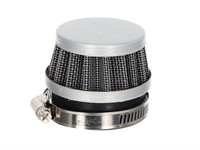 Filtre à air conique chrome, diamètre connexion 42mm, universel vélomoteur, scooter, motos Filtre à air conique chrome, diamètre connexion 42mm, universel vélomoteur, scooter, motos