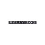 Emblème logo "Rally 200" 123x15mm (fixation 2 clips) aluminium, scooter Piaggio Vespa