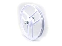 Jante/Roue avant blanche complète, sans pneu, vélomoteurs Pony Cross 16" Jante/Roue avant blanche complète, sans pneu, vélomoteurs Pony Cross 16"