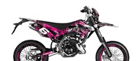 Kit sticker déco STAGE6, moto 50cc Beta RR rose - noir