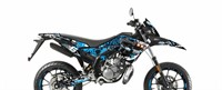 Kit déco graphique STAGE6 bleu-noir, moto 50cc Derbi X-Treme / X-Race dès 2017 Euro4