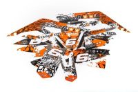 Kit déco stickers Stage6 moto Derbi 50 DRD X-Trem Euro 4 orange - blanc Kit déco stickers Stage6 moto Derbi 50 DRD X-Trem Euro 4 orange - blanc