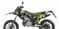 Kit déco graphique STAGE6 jaune-noir, moto 50cc Derbi X-Treme / X-Race dès 2017 Euro4