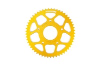 Couronne Stage6 alu CNC jaune 53 dents type 420, moto 50cc Rieju MRT Couronne Stage6 alu CNC jaune 53 dents type 420, moto 50cc Rieju MRT