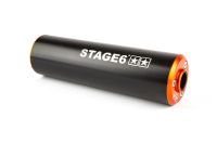 Silencieux Stage6 50 - 80cc passage gauche noir / orange Silencieux Stage6 50 - 80cc passage gauche noir / orange