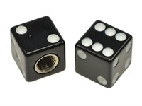 Paire de bouchons de valve "Dé", noir (type Schrader) Paire de bouchons de valve "Dé", noir (type Schrader)