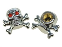 Paire bouchons valve tête de morts (2 pcs) chromés Paire bouchons valve tête de morts (2 pcs) chromés