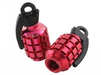 Bouchons de valve STR8, type grenade, ROUGE Bouchons de valve STR8, type grenade, ROUGE