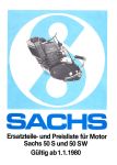 Catalogue Pièces et liste de prix pour Sachs 50 S et 50 SW Catalogue Pièces et liste de prix pour Sachs 50 S et 50 SW