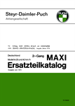 Catalogue de pièces détachées Puch Maxi manuelle à 2 vitesses, avec pédales ou démarreur au pied