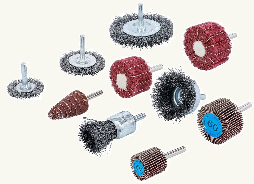 Set de brosses et de disques à lamelles abrasives 10 pièces