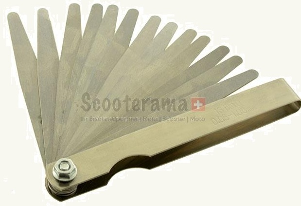 Fühlerlehre / Blattlehre, 13 Blätter 0,05 - 1,00 mm | Ideal um die Zündung einzustellen