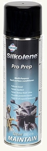 Spray Silkolene PRO PREP (500 ml) | Ravive les couleurs, garde le caoutchouc souple, entretient les plastiques, métaux et peintures