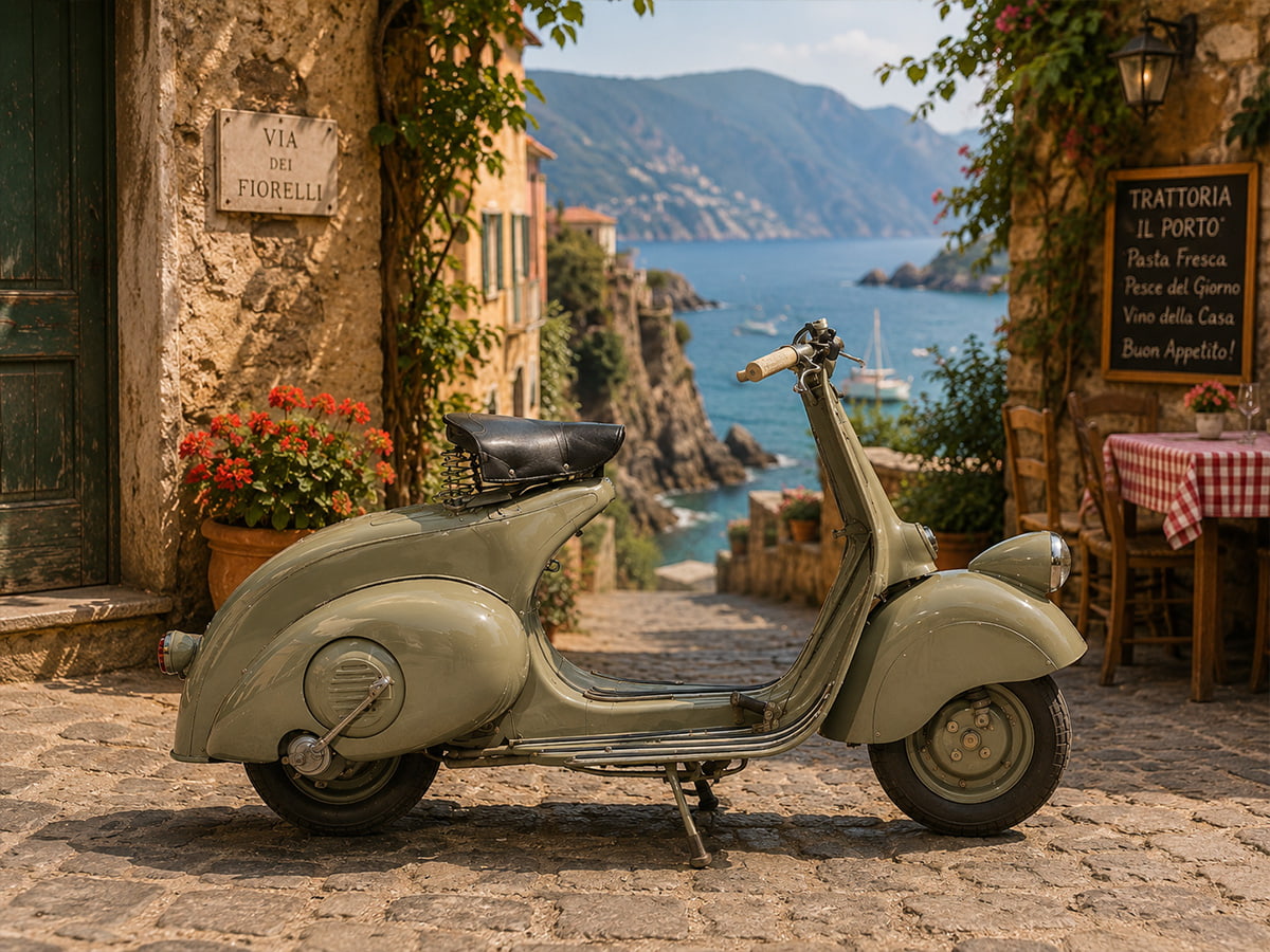 La Vespa 98 de 1946 : le point de départ, mais pas encore une Smallframe ni une Largeframe Vespa 98, le premier modèle de 1946