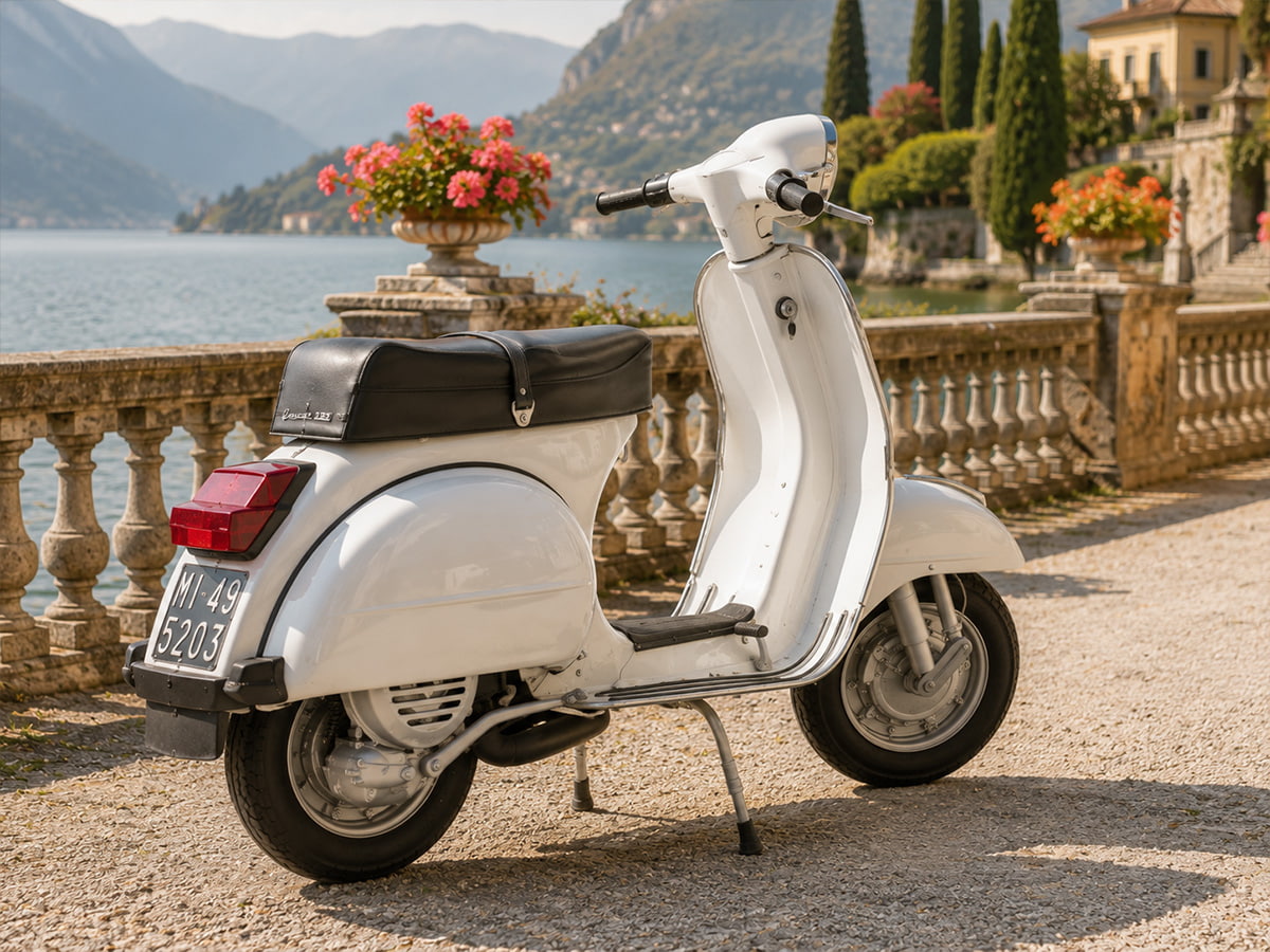 Cascade anguleuse et emblème déplacé : la génération Lusso / Arcobaleno Vespa PX Lusso, génération retravaillée à partir de 1983